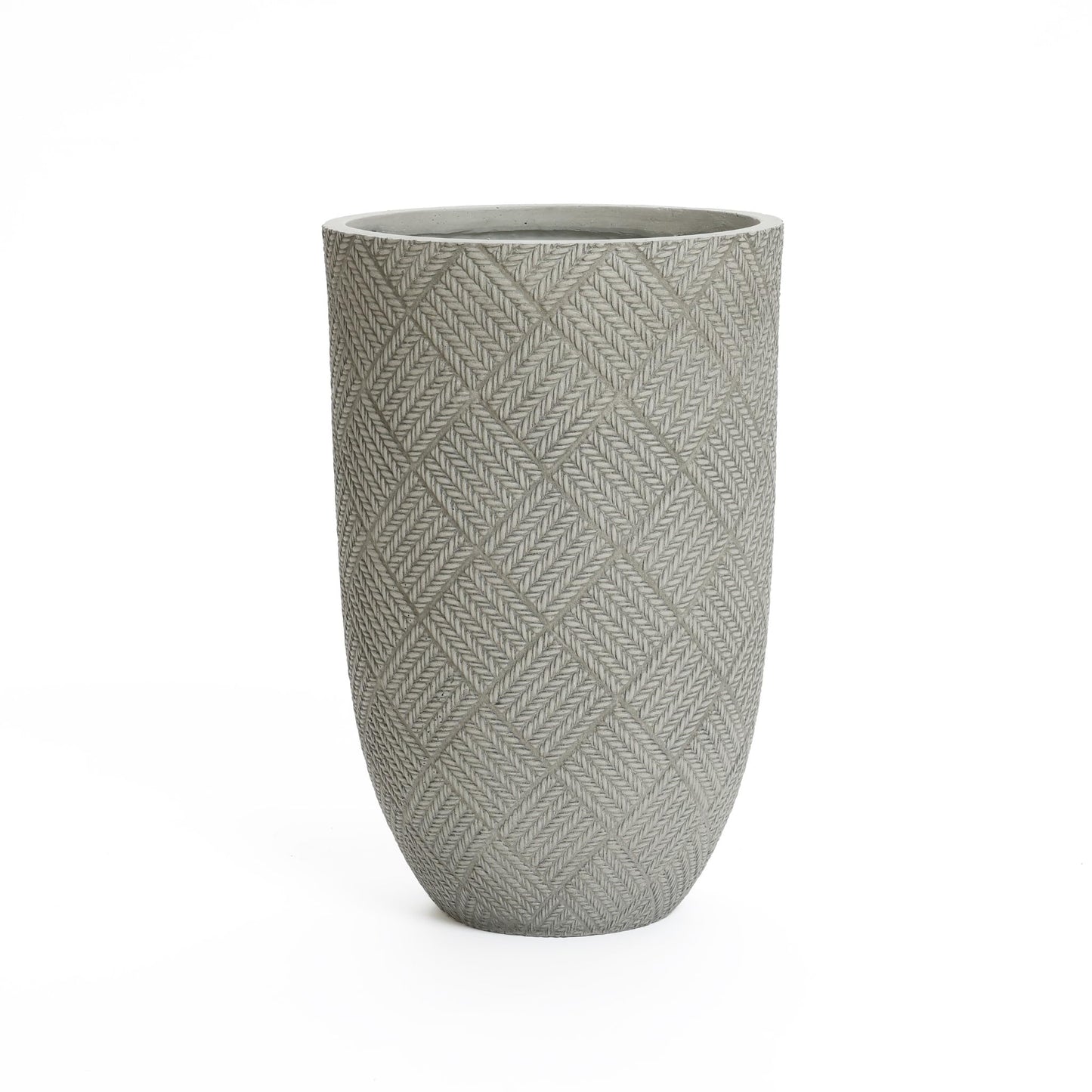 LuxenHome 22" H Concrete Tall Planters, Large Outdoor Indoor Decorative Plant Pots with Drainage Holes and Rubber Plug, Modern Gray Glen Pattern Round Flower Pot Planters for Home Garden Patio Porch