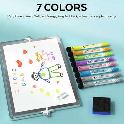 Nicpro Dry Erase Mini Whiteboard A3, 40 x 30 cm Double Sided Small Magnetic Desktop White Board with Stand, 8 Pens, 1 Eraser,4 Magnet, Portable Board Easel for Kids Students School Supplies Office