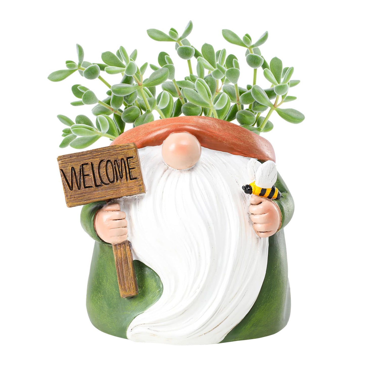 Chonsun Cute Plant Pots Small Gnome Flower Pots 4" Succulent Pot with Drainage Resin Garden Pot Planter for Indoor Outdoor