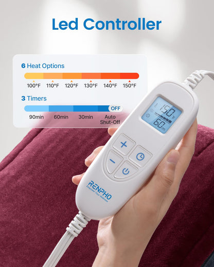 RENPHO Electric Heating Pad for Back Pain Relief, Birthday Christmas Gifts for Women Men Mom Dad Elderly, FSA Eligible Items Only List, Large Heat Pad for Neck Shoulders, 24"x33", ETL Certified, Gray