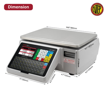 VisionTechShop VLP-100B Label Printing Scale, Capacity 30/60lb Readability 0.01/0.02lb, NTEP Legal for Trade, English, Spanish Available