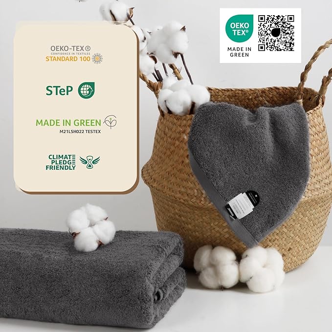 SEMAXE Grey Bath Towel, 100% Cotton Towel