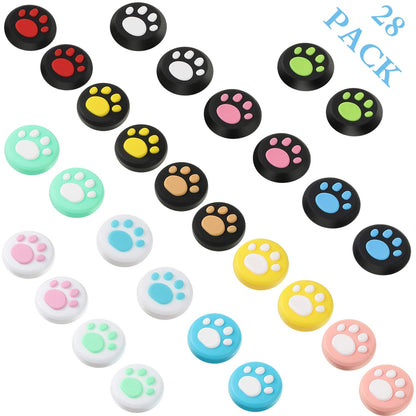 Sumind 28 Pieces Replacement Cute Cat Claw Design Thumb Grip Caps Thumb Grips Analog Stick Cover Joystick Cap Soft Silicone Cover Compatible with Nintendo Switch, Switch Lite and Joy Con Controller