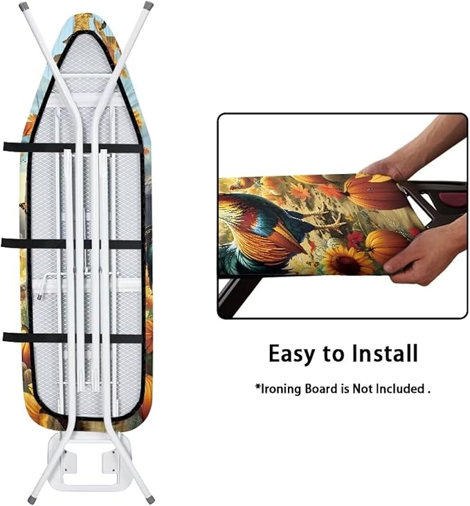 Farm Rooster Ironing Board Cover, Resist Scorching and Staining, 15x54 Heavy