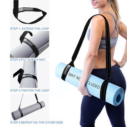A AZURELIFE [MAT NOT Included] Yoga Mat Sling, Yoga Mat Straps for Carrying, Easy-Cinch Yoga Mat Holder Strap