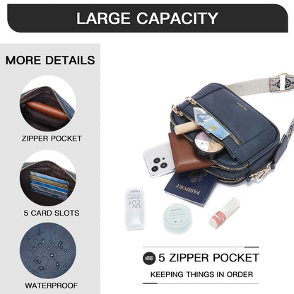 Telena Small Crossbody Bags For Women Vegan Leather Crossbody Purse With Adjustable Wide Strap For Daily Life