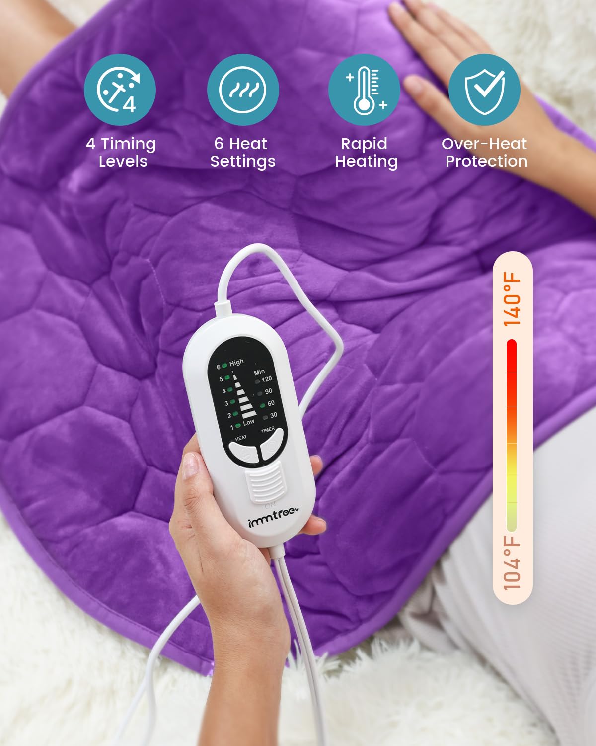 immtree Weighted Heating Pad for Deeper Pain Relief, 7lbs XXXL Size(29x24) with Fast Heat Technology, Heated Blankets for Adults, Relief for Back and Shoulder and Knee