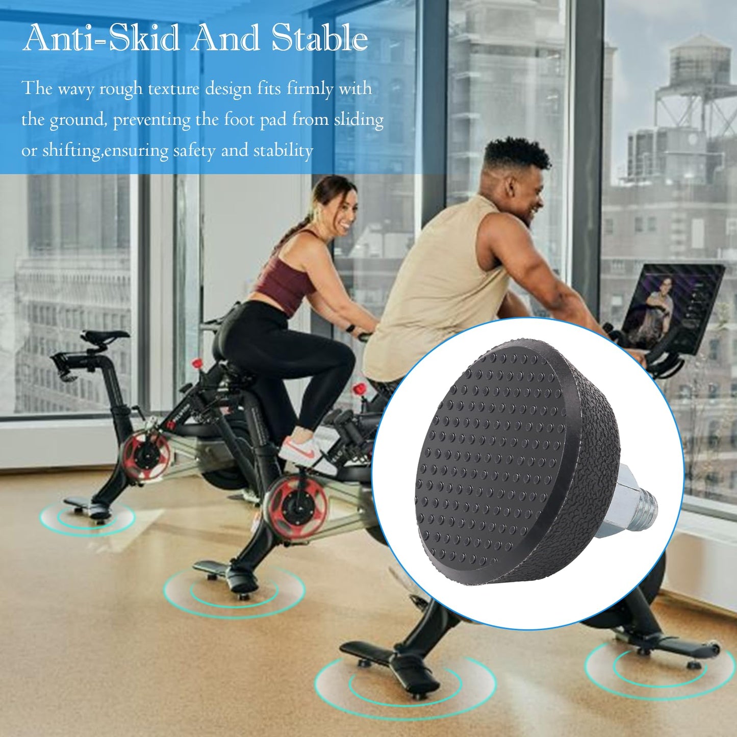 GAQUECY 4 Pack Exercise Bike Support Foot Pads Compatible with Peloton OG & Plus,Upgraded 3/8" Stainless Steel Anti-Slip Screw,Noise Reduction Shock-Absorbing Rubber Stabilizer Feet