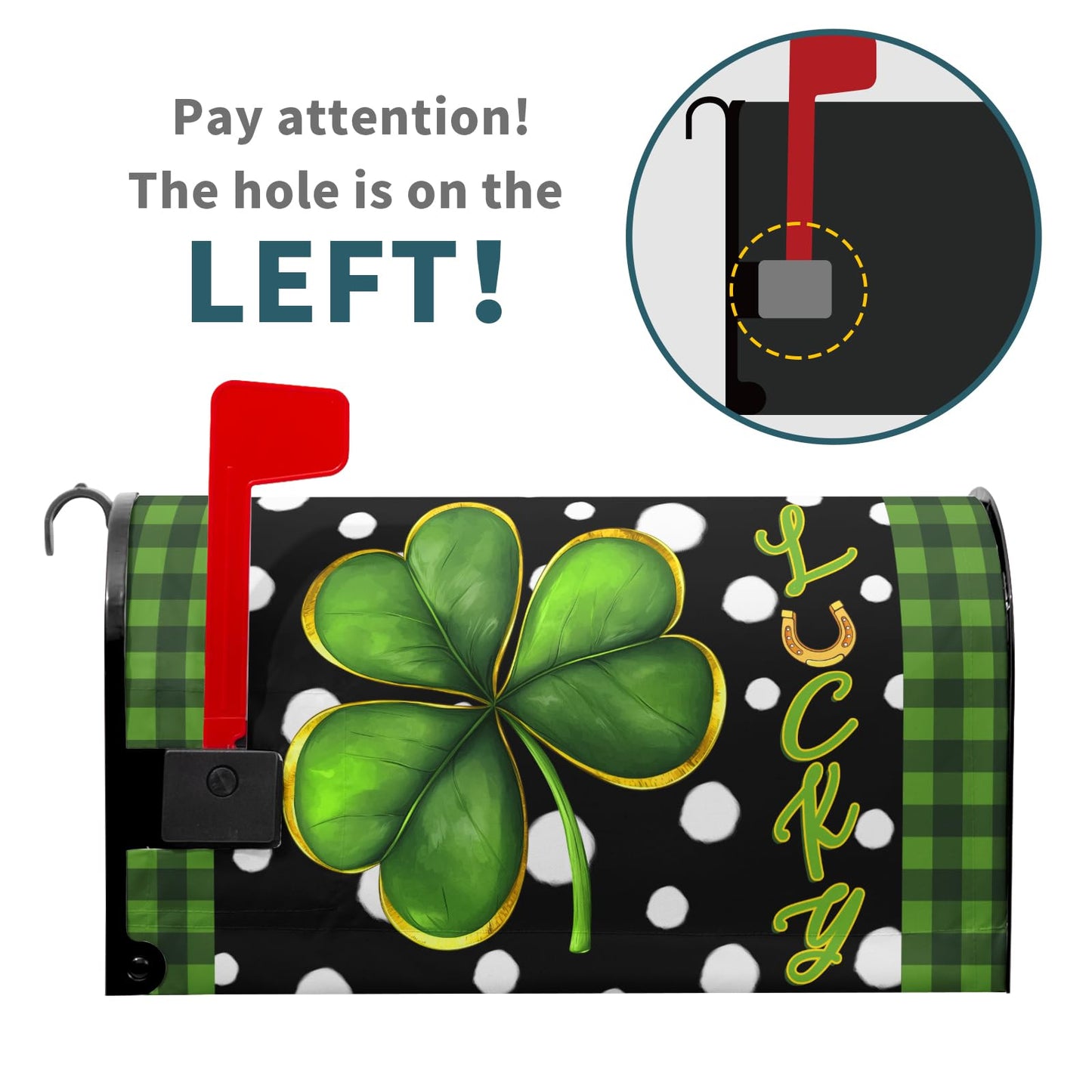 Happy St Patricks Day Mailbox Covers Magnetic Large Size 25X21 Inch St. Patrick's Day Shamrock Clover Welcome Mailbox Cover Lucky Green Buffalo Plaid Decor Post Letter Box Wrap for Irish Garden Yard