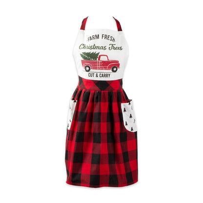 DII Women's Christmas Kitchen Apron Adult Size, Cooking, Baking or Crafting, Adjustable with Large Pockets, One Size, Christmas Truck