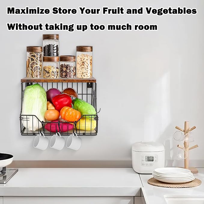 Livabber Fruit Basket for Kitchen, Metal Fruit Vegetable Storage Bin