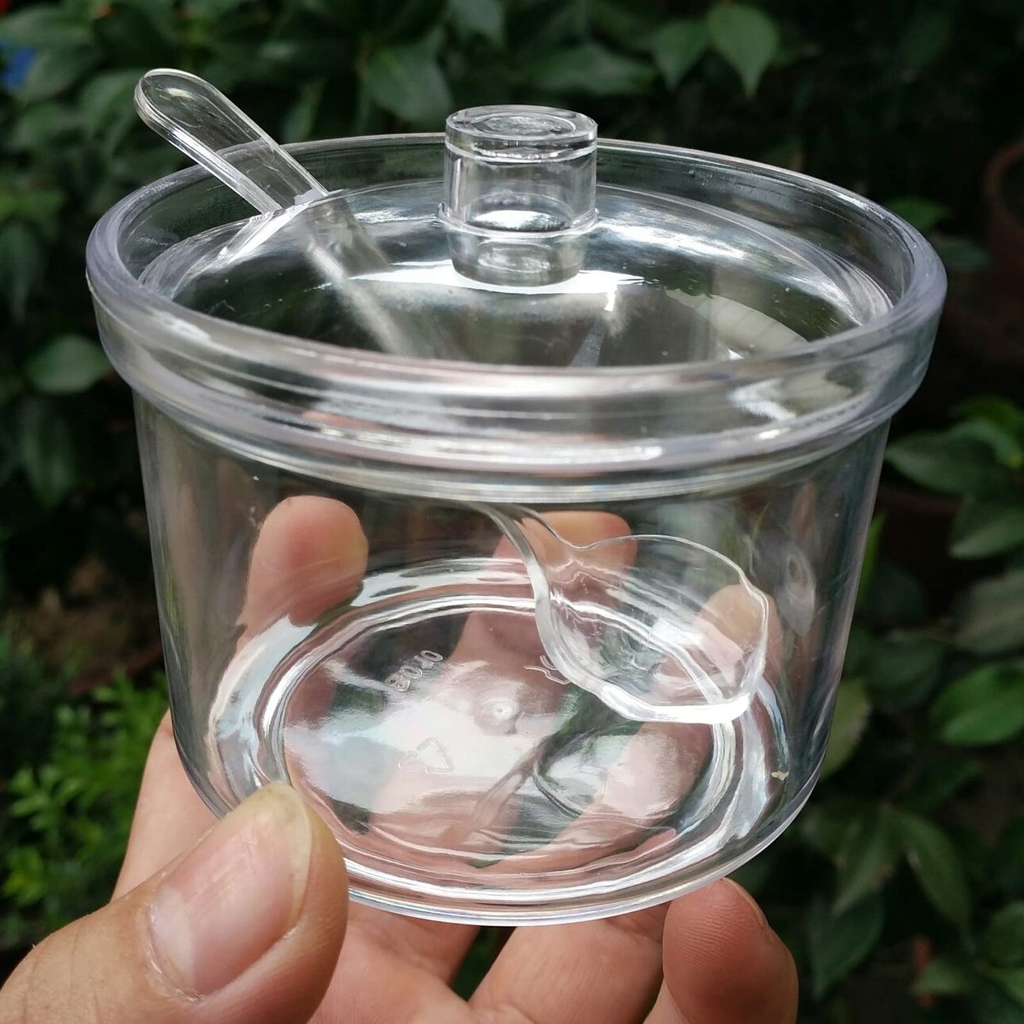 Set of 4 Clear Acrylic Sugar Bowl with Lid Salt Spoon Storage Sugar Jar with Lid for Sugar, Salt, Tea, Spices, Herbs, Condiments