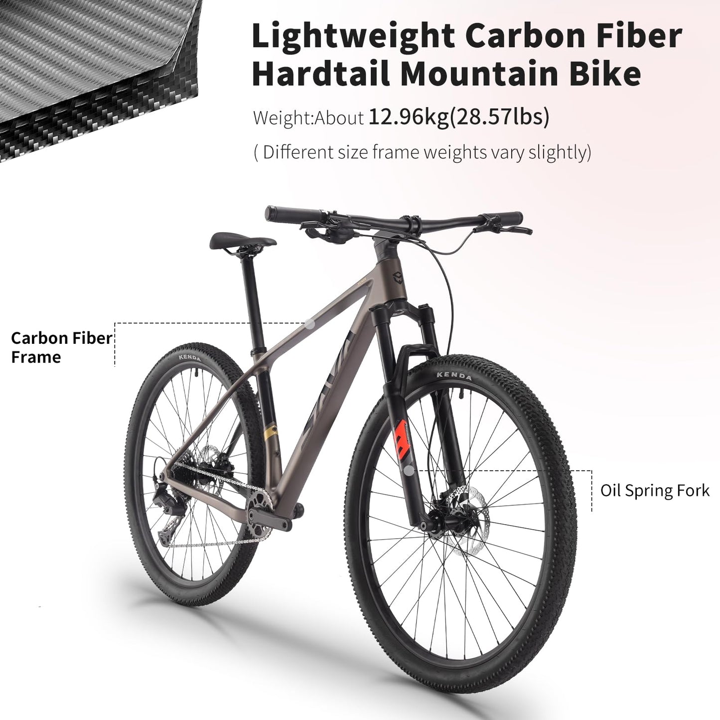 SAVADECK Carbon Fiber MTB with Shmano U6000 10 Speed Shift Groupset, Hydraulic Disc Brake with Shmano MT200 Break System (Gulf Blue, 27.5 * 15.5)