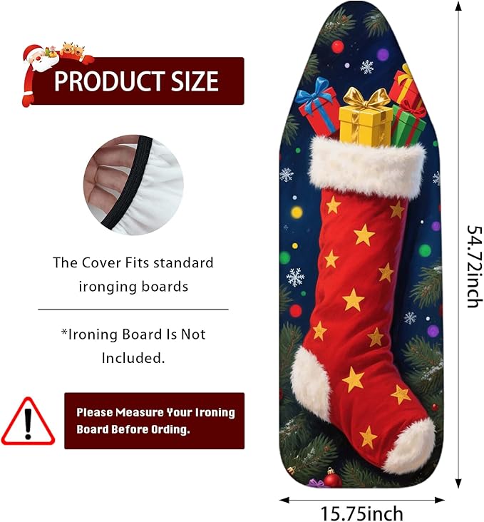 Nuxovilar Ironing Board Covers Winter Stocking Pattern Polyester 15x54 Inches