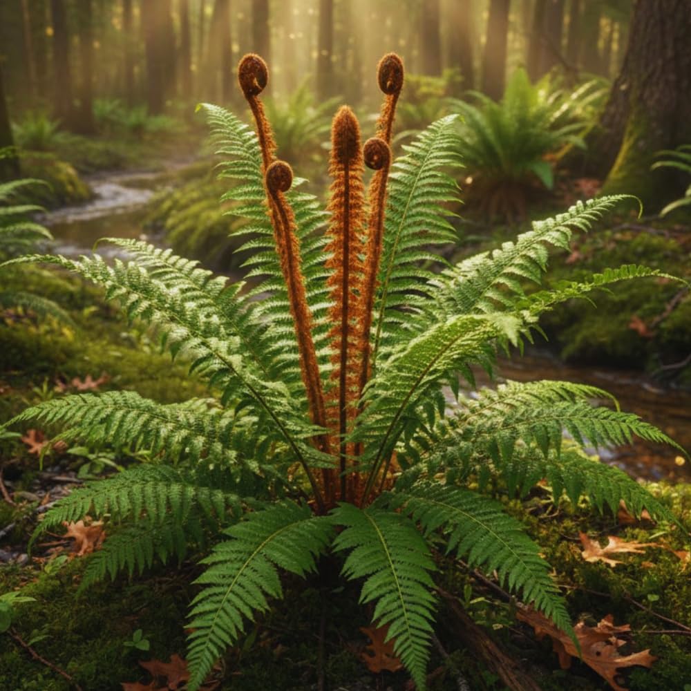 10 Ostrich Ferns Live Plants Outdoor, Live Ferns for Outdoors, Hardy Perennial Fern Rhizomes Roots Bare Roots