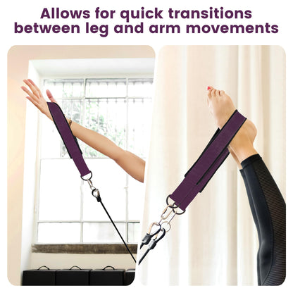 2PCS Pilates Double Loop Strap for Reformer Fitness D-Ring Straps Handle, Yoga Pilates Equipmen D-Ring Exercise Strap for Gym Workout Home (Purple)