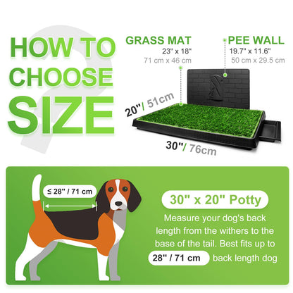 Hompet Dog Toilet Indoor Puppy Training Pad, Dog Potty Pet Training Grass Mat, Removable Waste Tray For Easier Clean Up, Non-toxic Artificial Turf, (76×51 cm)