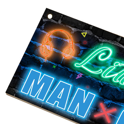 XIULUAN Gaming Room Decor Boys Stuff Kids Game Playroom Decorations Door Signs For Gamer Room Little Man Cave Wall Sign 10x5 Inches, Blue