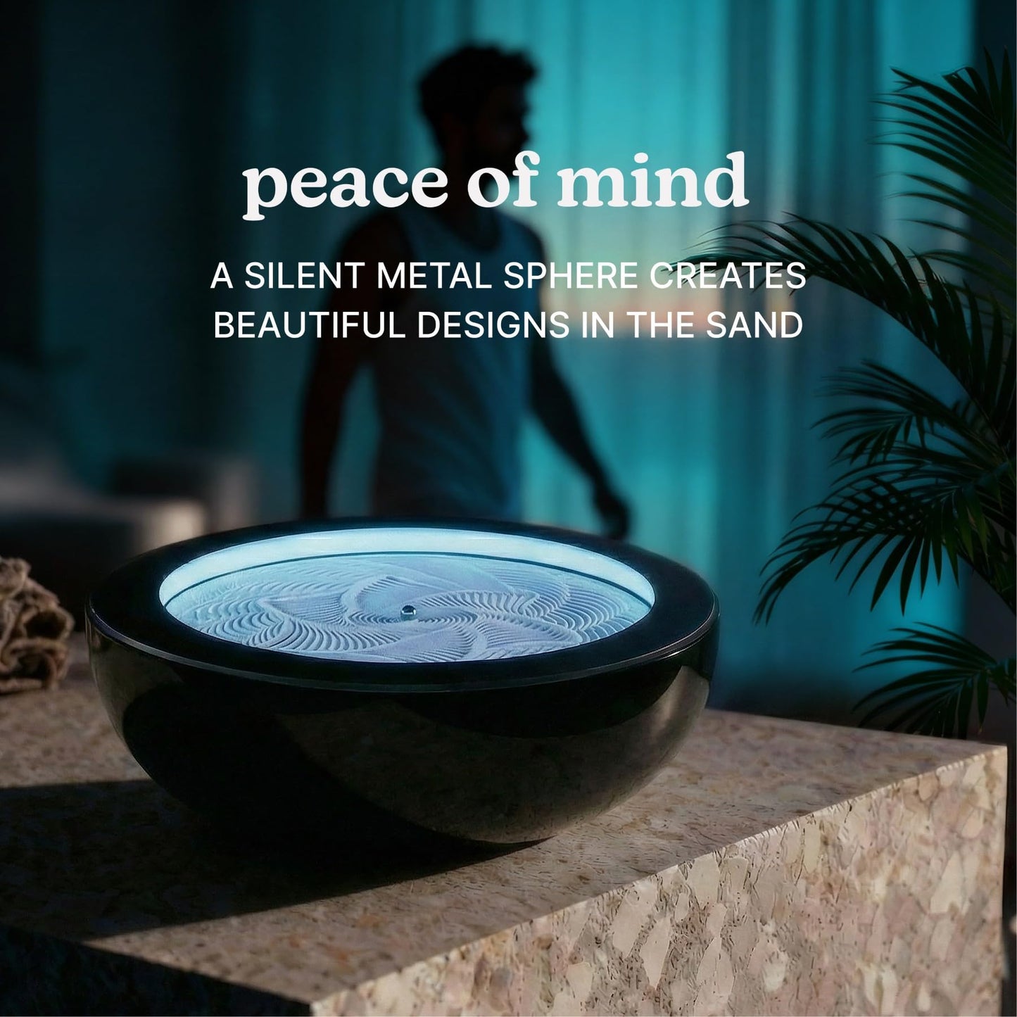 Homedics Drift Sandscape, Perpetual Motion Machine, Zen Garden, Meditation Accessories, Decorative Sandscape, Bluetooth, iOS, Android 21 Inch (Large), Black