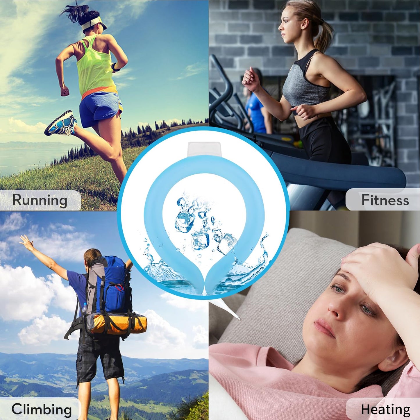 2PCS Neck Cooling Tube with Cold Insulated Bag,Reusable Ice Neck Ring Wearable Body Cooler Products for Summer Heat (Blue*2)