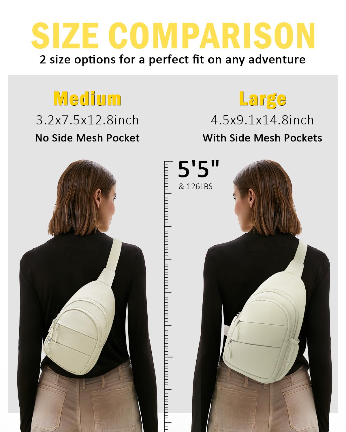 Tuwubi Crossbody Bags for Women, Sling Bag for Men, Small Hiking Backpack Anti Theft Lightweight for Outdoors Travel (M, Black)