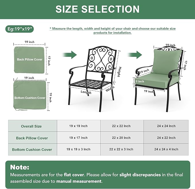 Summsun Outdoor Chair Cushions Set of 2, Waterproof Back Pillow and Seat