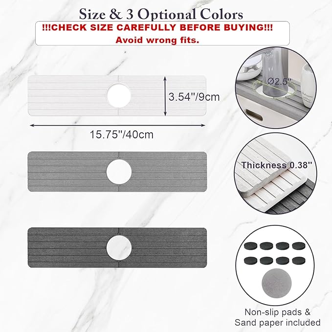 WIFORH Sink Faucet Mat, Quick Drying Stone Mat