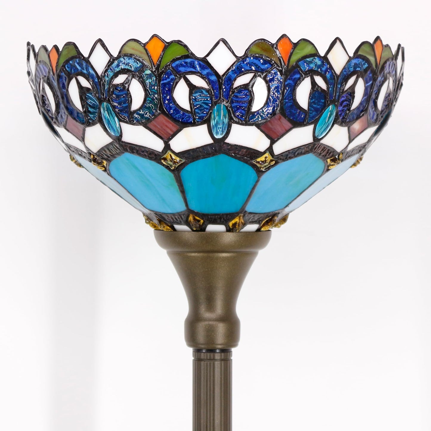 ZJART Tiffany Floor Lamp Stained Glass 12X12X67 Inch Blue Jewelry Baroque