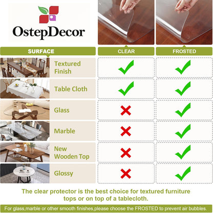 OstepDecor Clear Table Protector 2mm Thick, 24 x 48 Inch Clear Table Cover Protector, Plastic Table Cover, Desk Protector Mat, Waterproof Desk Cover Pad for Coffee Table, Writing Desk, Dining Room