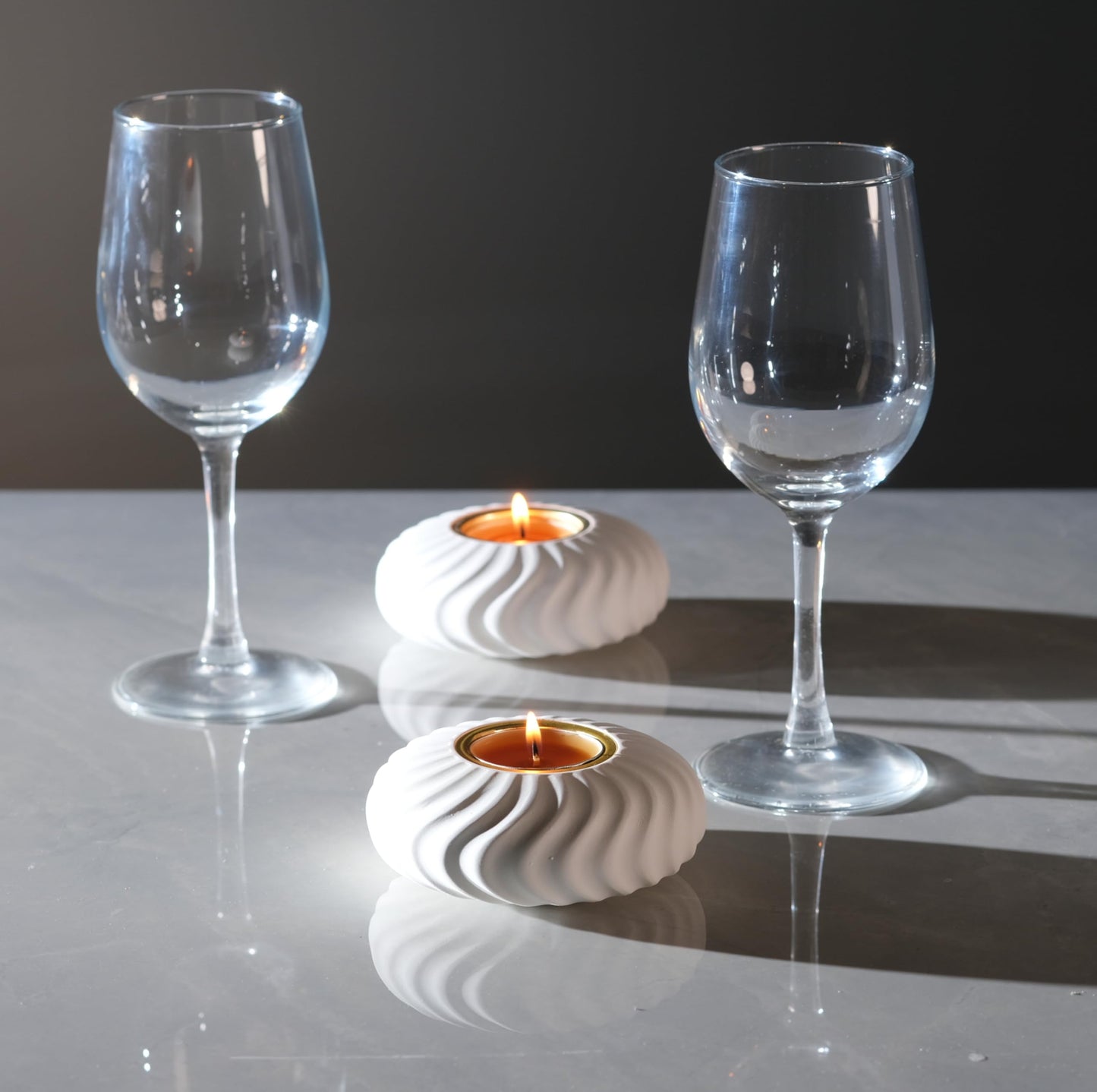 ICNBUYS Twizzle Twist Tealight Holder, Decorative Tealight Holder for Table Display, Unique Home Décor Aesthetic, Housewarming Gift, Spiral Sculpture Tealight Candle Stand Height 1.6 inches Cement