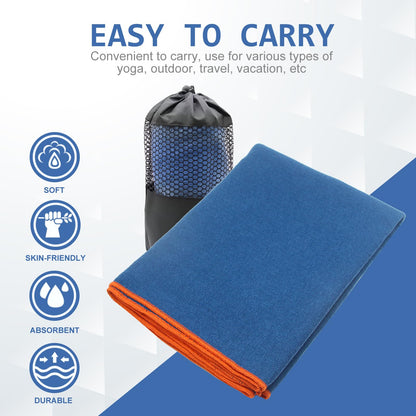 Eunzel Hot Yoga Towel - Microfiber Non Slip Yoga Mat Towel with Grip Dot Sweat Absorbent Towel for Hot Yoga, Pilates and Fitness 72" x 24", Dark Cyan/Orange