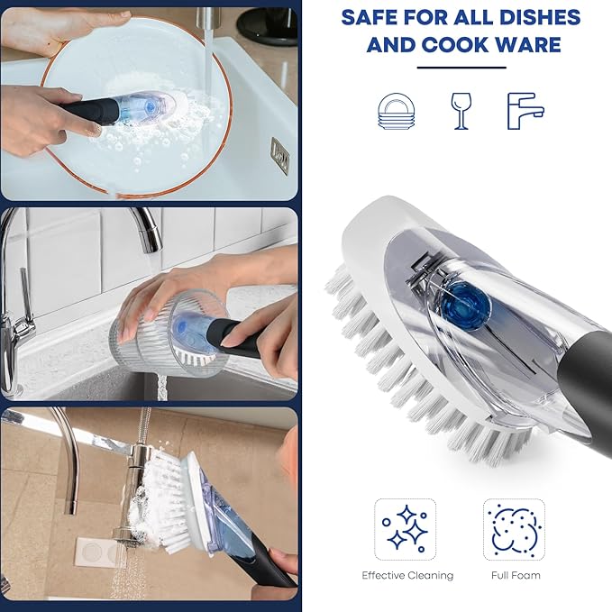 RIMAY Soap Dispensing Dish Brush, Dish Scrubber