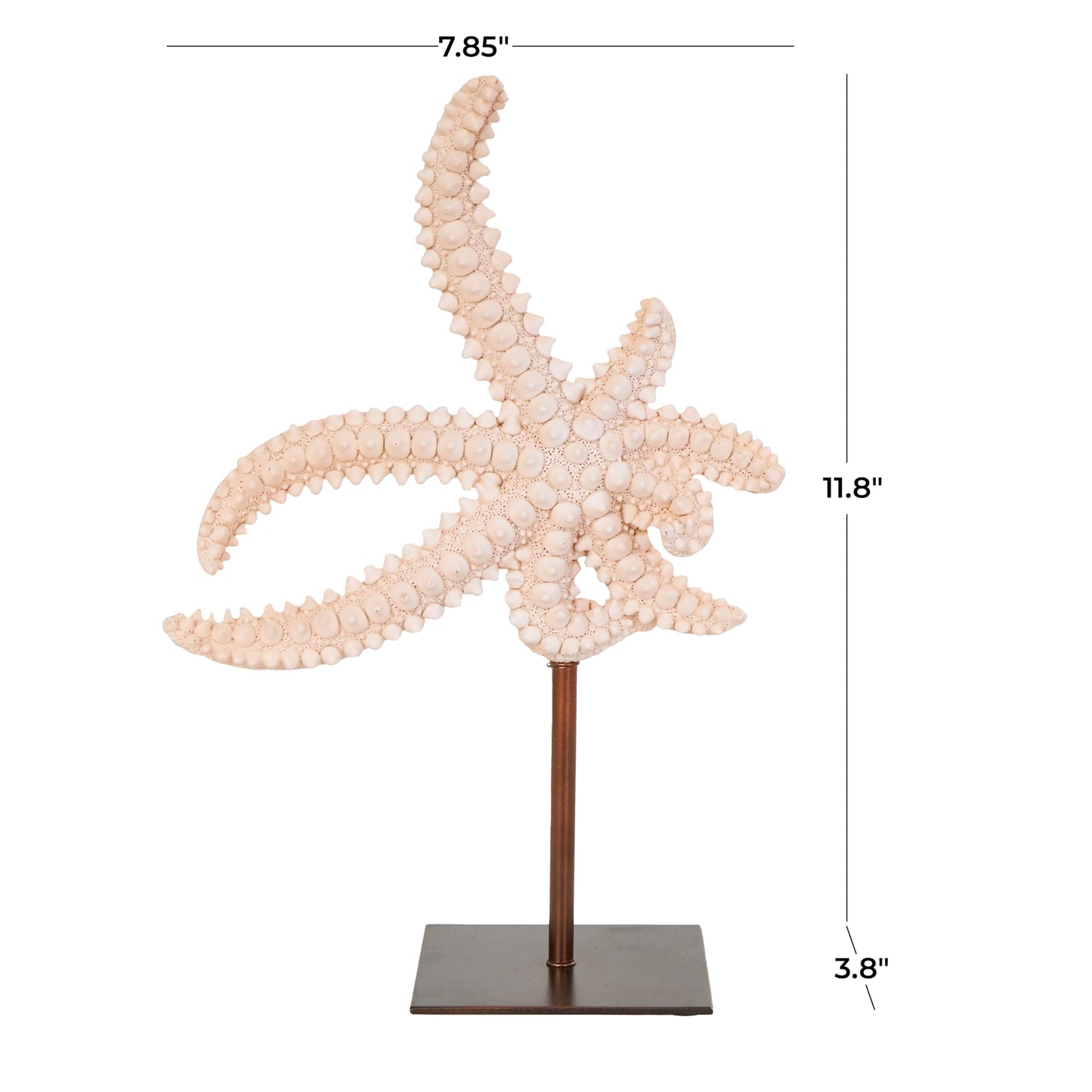 Deco 79 Polystone Starfish Decorative Sculpture Textured Home Decor Statue with Copper Stand, Accent Figurine 8" x 4" x 12", Pink