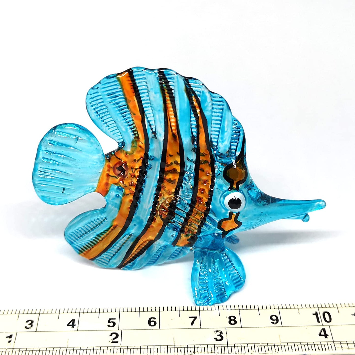 ZOOCRAFT Glass Fish Figurine Blue Aquarium Handicraft Miniature Hand Blown Collectibles