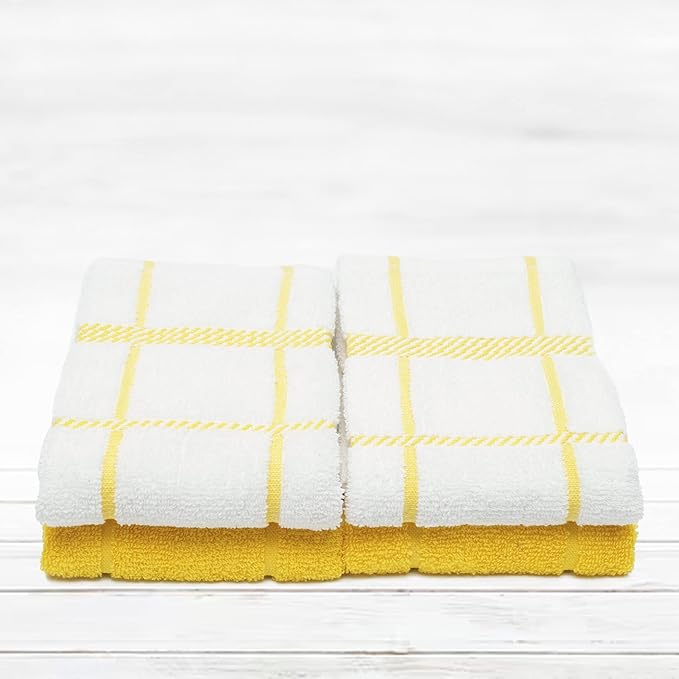 100% Cotton Terry Dish Towels, 4 pack16 x26 Inches, Super Soft and Absorbent