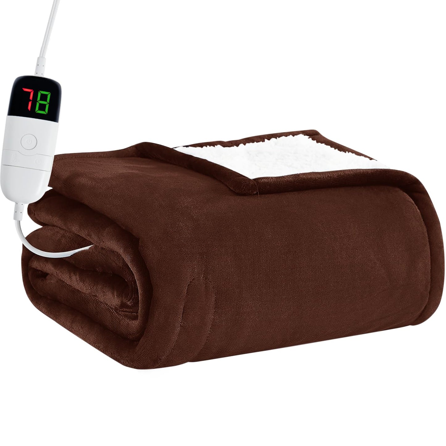 Heated Electric Blanket Queen Size - 84" x 90" Heating Blanket with Dual Control, 10 Heating Levels & 8 Hours Auto Off, Soft Warm Flannel Blanket, Christmas Birthday Gifts for Senior Grandma