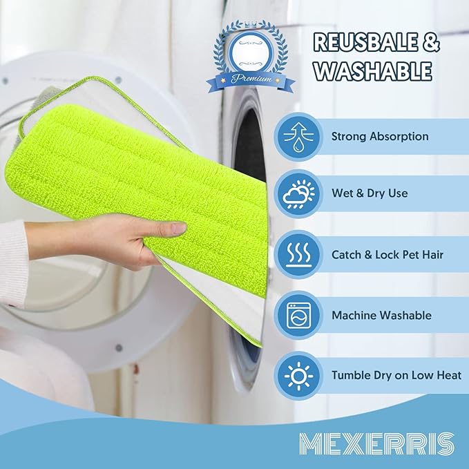 7 Count Reusable Microfiber Mop Pads
