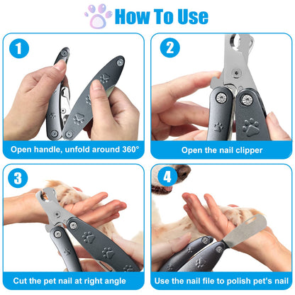 Best Dog Nail Trimmer for Anxiety Sensitive Dog, Quiet Sharpest Smoothest Dog Nail Clippers for X Large Medium Small Size Breed, Heavy Duty Metal Dog Nail Grinder for All Dogs with Thick Toenail