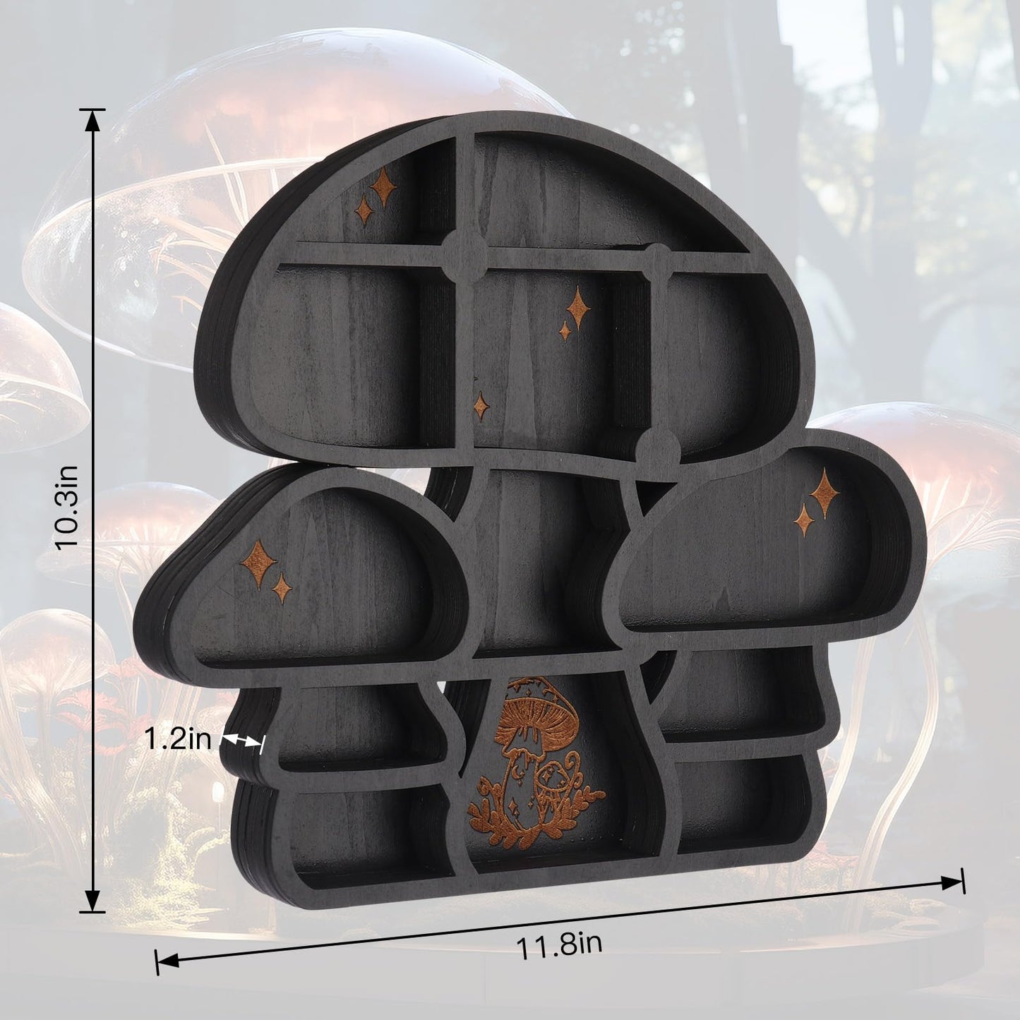 Zzbakress Wooden Mushroom Decor Cute Wall Decor Floating Shelves Crystal Display Shelf Witchy Home Decor Funny Mushroom Bathroom Decoration Spiritual Decor Mushroom Gifts (Cute)