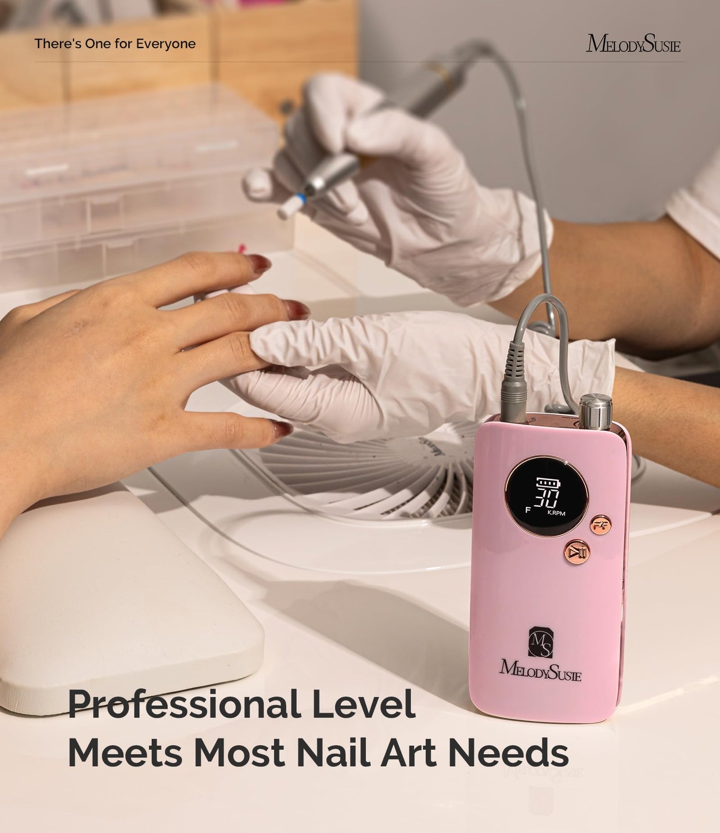 MelodySusie Portable Nail Drill 30000 RPM,SC320F Professional Rechargeable Electric Nail File,Cordless Nail E File for Acrylic Nails Gel Polishing Removing,Efile Nail Kit for Manicure Salon Home,White