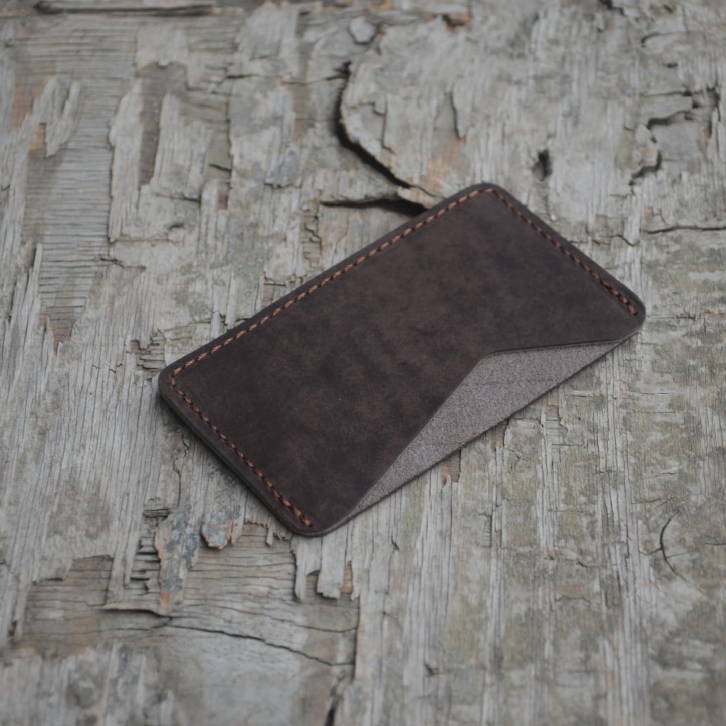 JJNUSA Handmade Leather Business Card Case Holder for Men & Women Minimalist Leather Wallet Card Holder Distressed Gifts (Coffee)