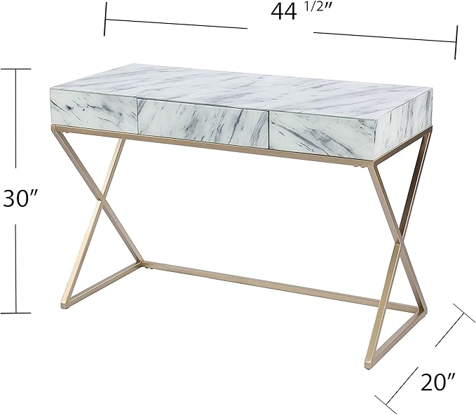 SEI Furniture - Kamblemore Faux Marble Writing Desk - Transitional Design