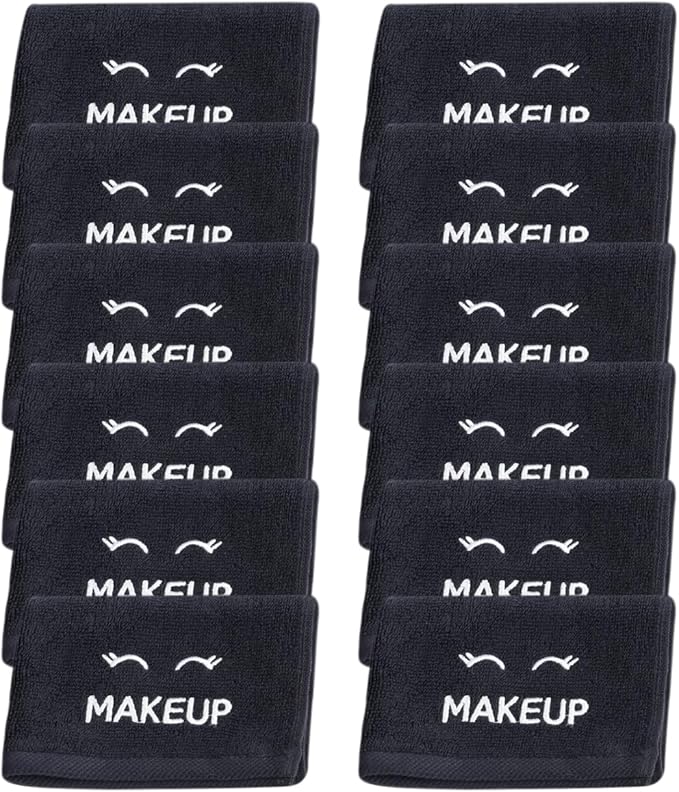 White Classic Bleach Safe Black Makeup Washcloths