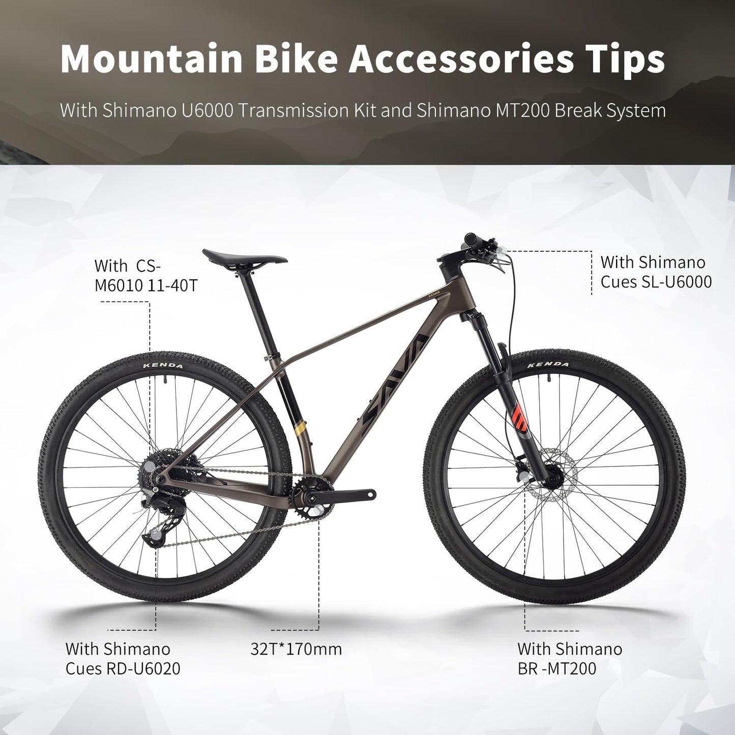 SAVADECK Carbon Fiber MTB with U6000 10 Speed Shift Groupset, Hydraulic Disc Brake with MT200 Break System (Gulf Blue, 27.5 * 19)