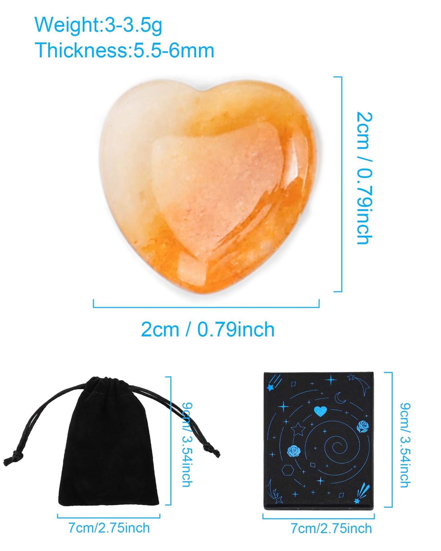 lulir 24 Pcs Natural Heart Crystals Healing Stones Set - 0.8" Pocket Reiki Gemstones for Meditation, Mini Heart Shaped Worry Stones for Anxiety, Chakra Energy Stone Bulk, Valentine's Day Gift
