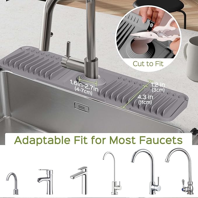 18 Inch Silicone Faucet Mat for Kitchen Sink Splash Guard – 2025 Upgraded