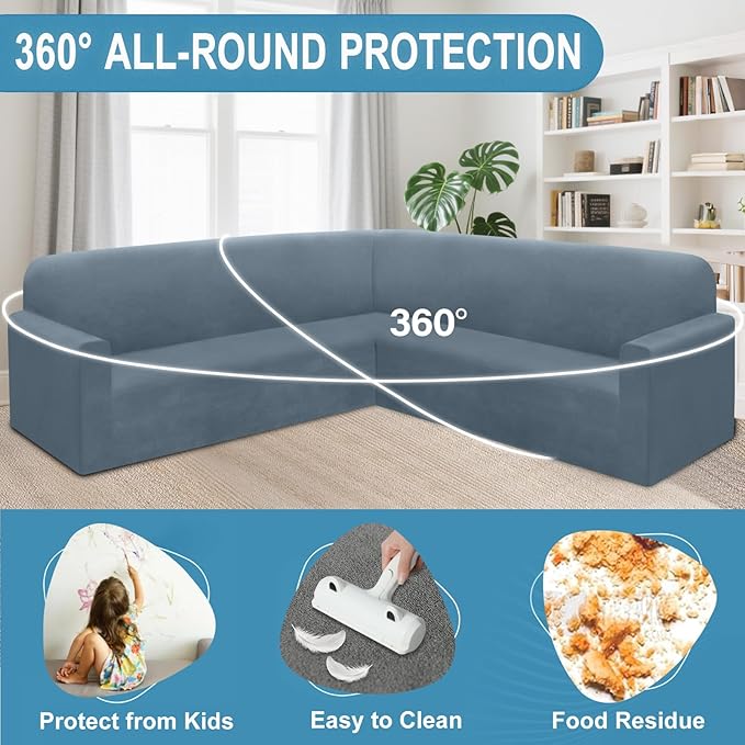 HDCAXKJ Corner Sectional Couch Covers Velvet Stretch L Shape Sofa Cover Soft