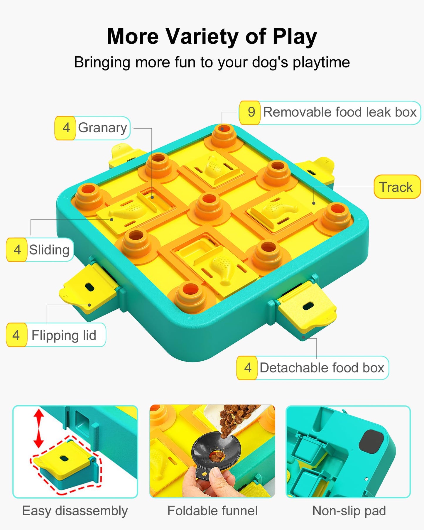 LACCEN Dog Puzzle Toy, Level 3 in 1 Interactive Dog Toys for Boredom, Funny Cognitive Dog Toy for IQ Training Brain Stimulating Games, Treat Dispensing Toy for Smart Large Medium Smart Dogs