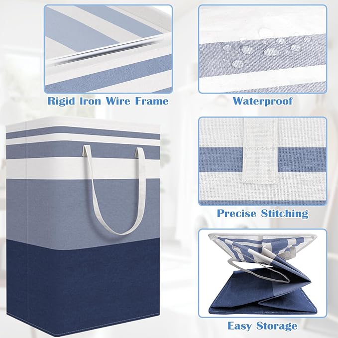 BlissTotes 3-Pack Laundry Basket, Freestanding＆Waterproof Laundry Hamper