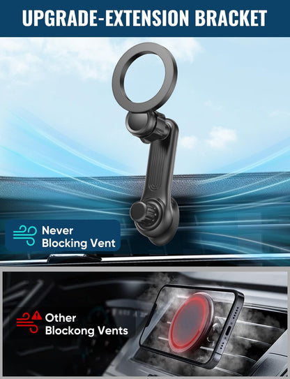 Super Magnets-Magnetic Car Phone Mount, Air Vent Phone Holder Car, Magnetic Car Mount for iPhone 16 15 14 13 13 Pro Max Plus, I-Black